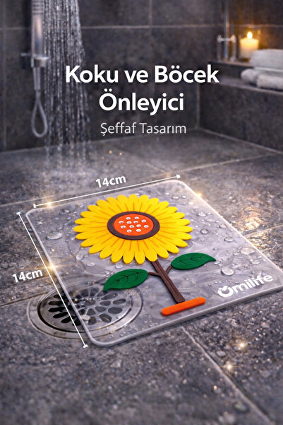 MİLİFE 14x14 cm Şeffaf Silikon Gider Kapağı – Koku ve Böcek Önleyici Lavabo &...