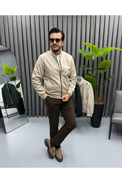 Avni Ceylan Men's Premium Stand Collar Zippered Seasonal Bomber Jacket