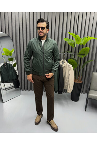 Avni Ceylan Men's Premium Stand Collar Zippered Seasonal Bomber Jacket