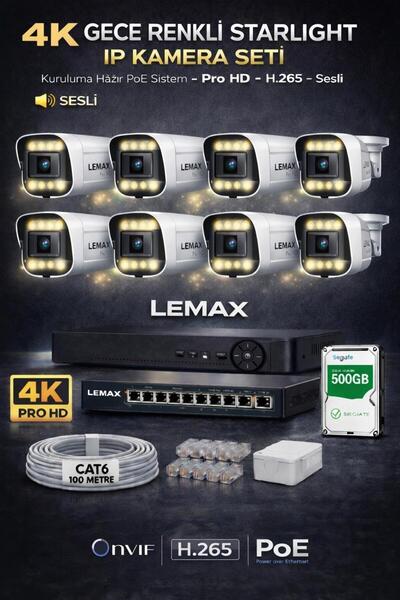 maxcam 8 Kameralı 4K 1440P Full HD PoE IP Kamera Sistemi – Gece Renkli Ultra ...