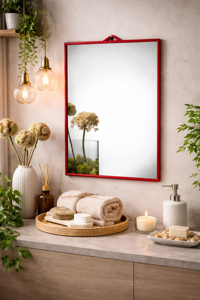 COCEM Çerçeveli Duvar Aynası – Dekoratif Banyo Aynası, Antre Aynası, Makyaj A...