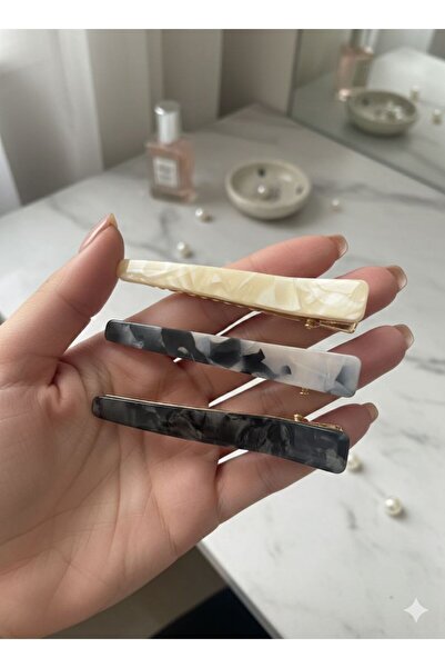 LUXENYA DESİGN Women's 3-Piece Marble Leopard Pattern Snap Bone Hair Clip Set...