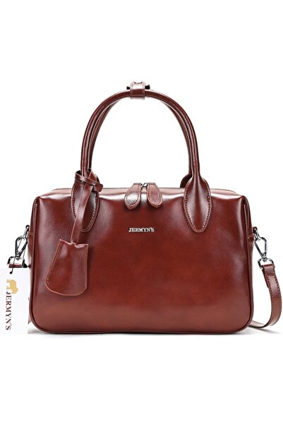 JERMYN'S Women's bag, genuine leather, Madeira, dark brown