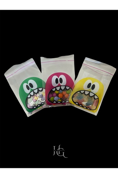 HG Tedarik 15 Adet 10X14 cm Karışık Canavar Figürlü Bantlı Şeffaf Opp Jelatin...