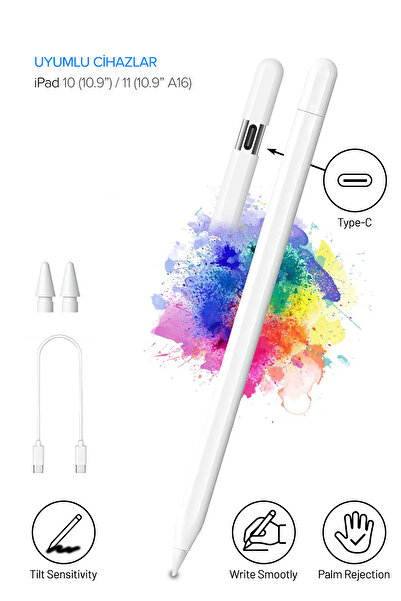 Nezih Case iPad 10/11 (10.9”) A16 Compatible Palm Red Type-C Stylus Pen with ...