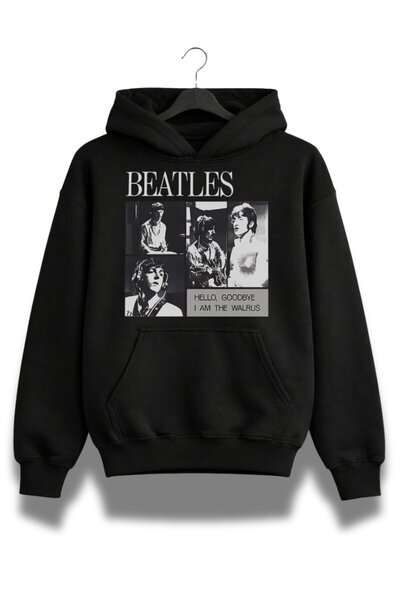 Fuddy Moda سويت شيرت بقلنسوة مطبوع عليه The Beatles I Am The Walrus للجنسين، ...
