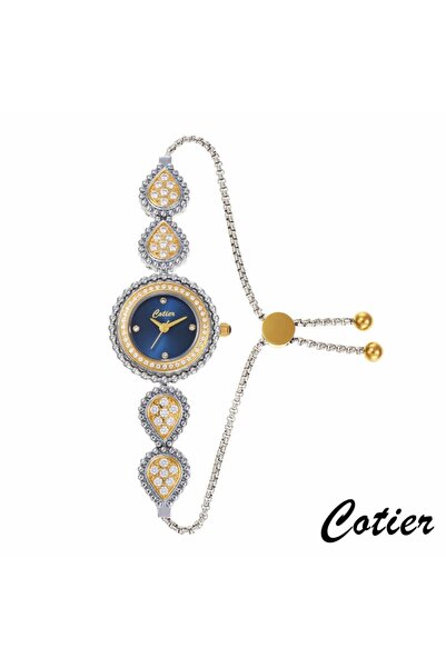 Cotier ساعة نسائية كوتير ستيل فضي و ذهبي