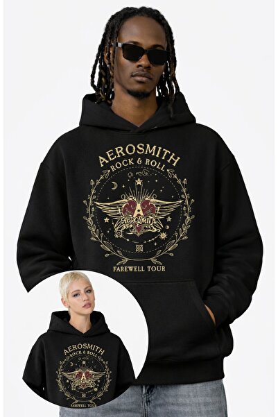 Fuddy Moda سويت شيرت بقلنسوة مطبوع عليه روك آند رول من إيروسميث للجنسين، هودي...