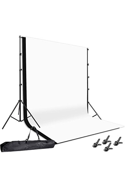 AZT 200x300cm 2x3mt Fon Perde Tutucu Background Backdrop Çekim Standı Siyah v...