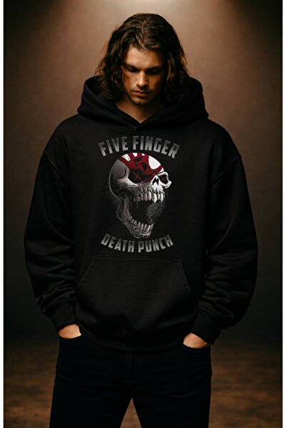 Fuddy Moda Hanorac unisex cu glugă, imprimat cu Five Finger Death Punch, hano...