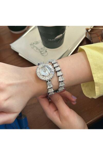 Louis Nice ساعة نسائية لويس نايس زركون ستيل فضي