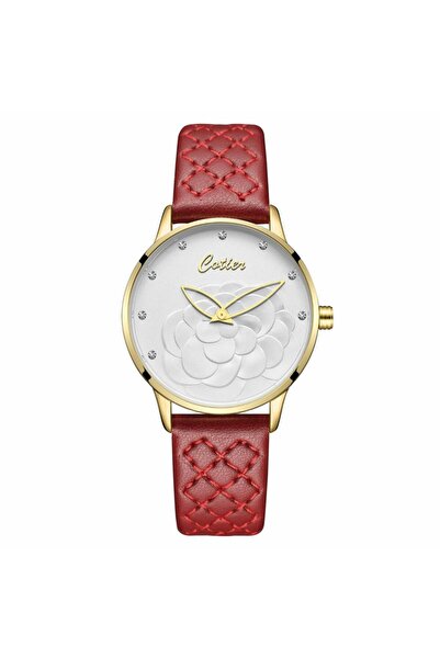 Cotier Couture women's watch, red Leather