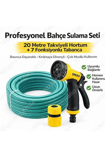 Toptancı Amca Takviyeli Bahçe Hortumu Balkon Hortumu + Ayarlı Fıskiye Tabanca...