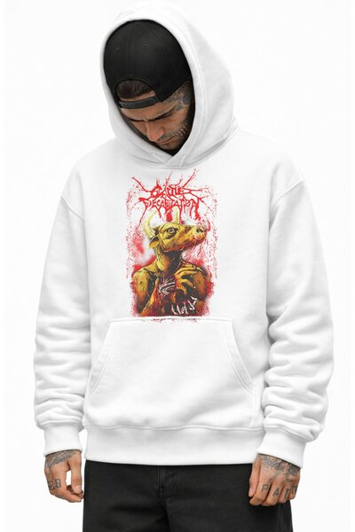 Fuddy Moda Unisex φούτερ με στάμπα Cattle Decapitation, Oversize φούτερ με κο...