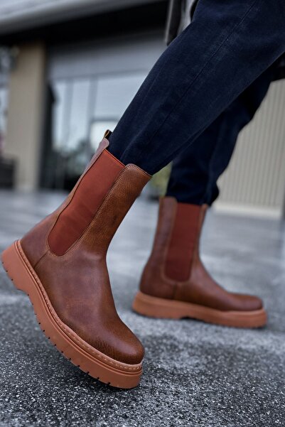 Mhoda Shoes Rlx-223 Alaska Men's Sports Casual Laceless Leather Boots Ctt - Tan