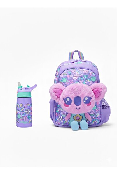 SMIGGLE Junior Backpack & Stainless Steel Flask Set – Lilac, School Set