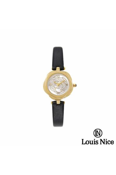 Louis Nice ساعة نسائية لويس نايس جلد اسود