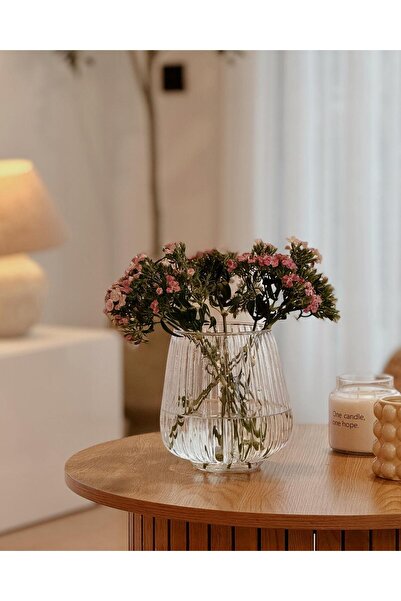 Hestia Home Γυάλινο Βάζο Luvia - Μοντέρνο Διακοσμητικό Βάζο για το Σαλόνι