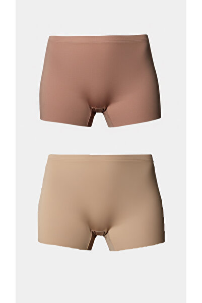DEZALUX Kadın Beli Dikişli Lazer Kesim Boxer 2’li Paket