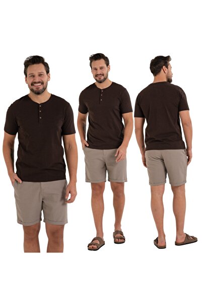 MORAJ MEN'S T-SHIRT ELEGANT SHORT SLEEVE BUTTON DOWN BLOUSE