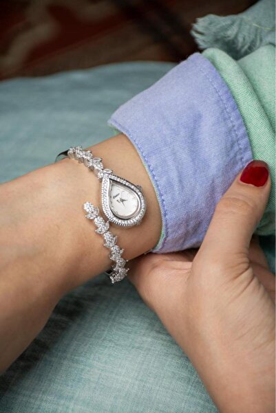 Cotier ساعة نسائية كوتير زركون ستيل فضي