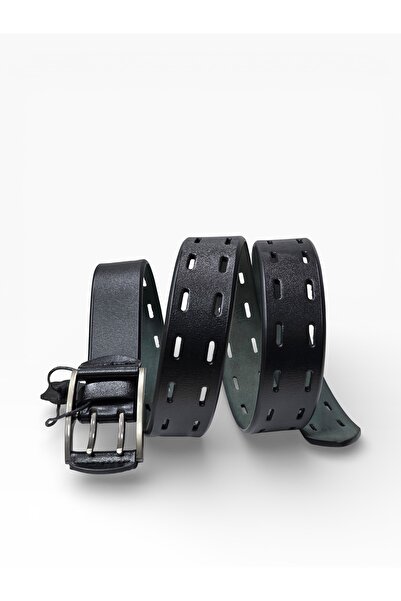 Révano Men's Genuine Leather Belt – Double Prong Buckle & Dual-Row Perforations