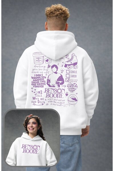 Fuddy Moda Unisex Benson Boone majica sa kapuljačom Štampano Sa kapuljačom, O...