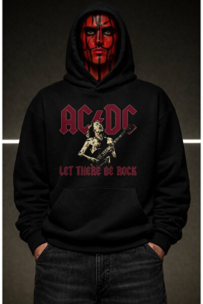 Fuddy Moda سويت شيرت بقلنسوة مطبوع عليه Let There Be Rock للجنسين من AC-DC، ه...