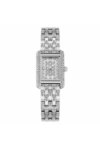 Louis Nice ساعة نسائية سهره كريستال ستيل فضي