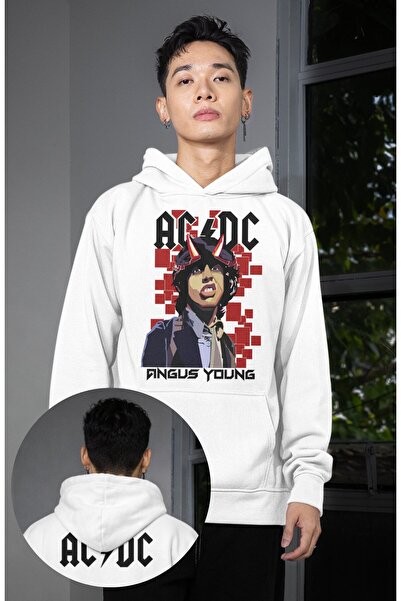 Fuddy Moda Unisex AC-DC Angus Young Φούτερ με κουκούλα και στάμπα στο πίσω μέ...