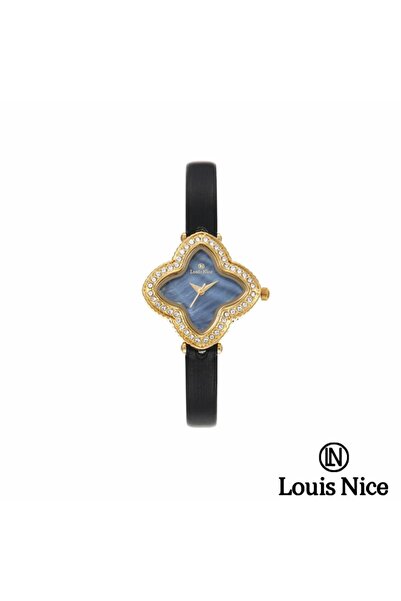 Louis Nice ساعة نسائية لويس نايس جلد اسود