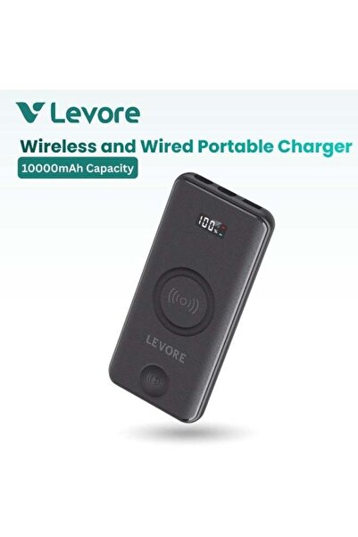 Levore 3 in 1 Wireless Charge Power bank PD 20W 10000mAh 3 Port Black