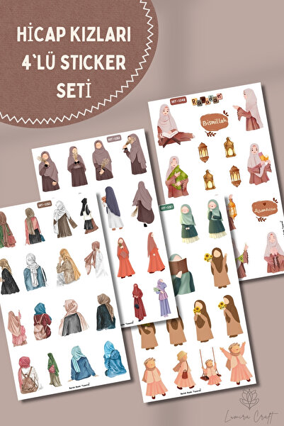 Burak Baskı Tasarım Hicap Girls 4-Piece Sticker Set, Planner, Bullet Journal,...