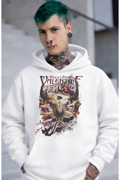 Fuddy Moda Unisex Φούτερ με κουκούλα με στάμπα Bullet For My Valentine, Overs...