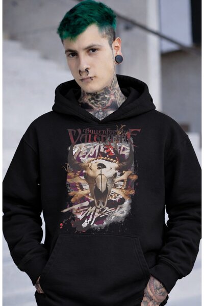 Fuddy Moda Unisex Φούτερ με κουκούλα με στάμπα Bullet For My Valentine, Overs...