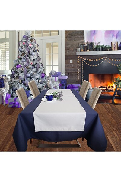 Kotonia Home Blue tablecloth set with plain gray napron Emma 09, cretonne, 18...