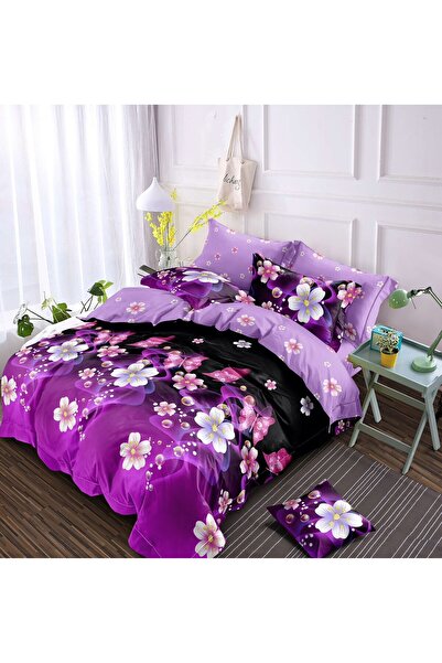 Kotonia Home 6-piece fine thick bed linen with elastic, XXL - Floral pattern,...