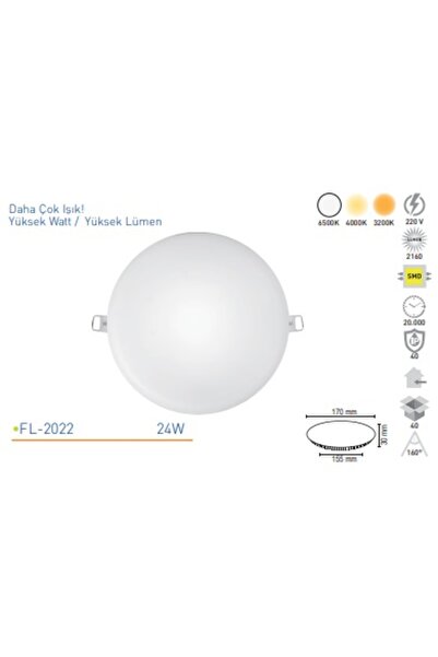 Forlife 24W YENİ NESİL SIVA ALTI LED PANEL SPOT 4000K