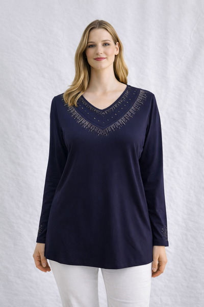 BOİLER TAŞLI V YAKA ANNE BLUZU