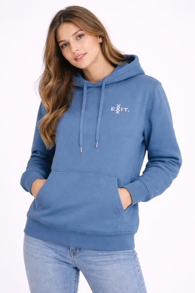 Trendyup Hanorac roz cu gluga, print 3D spate, interior calduros, bumbac moal...