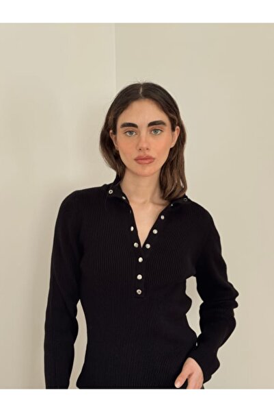 IŞILDA FASHION Snap Button Turtleneck Sweater