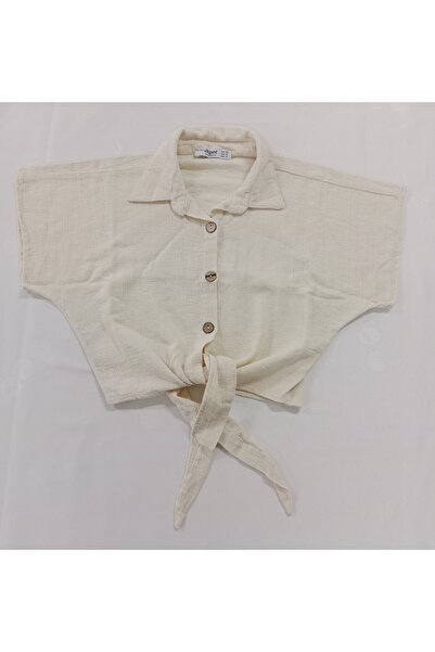 IŞILDA FASHION Tie-Waist Crop Shirt