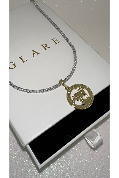 GLARE JEWELRY CO Gümüş Rodyumlu Boğa Burcu Charmlı 1mm Dönmeyen Suyolu Çelik ...
