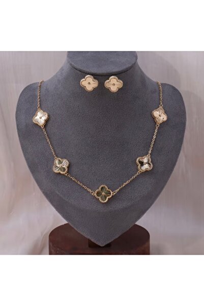 NO BRAND Elegant two-piece women's jewelry set with a simple floral design, s...