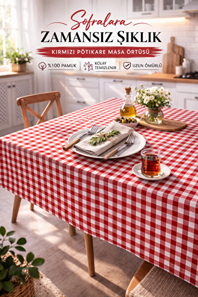 MUK's Küçük Kare Desen Pötikareli Masa Örtüsü, Sofra Bezi, Piknik Örtüsü 170 ...