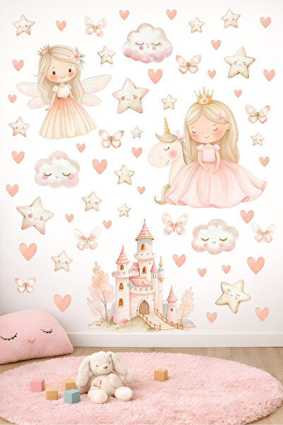 papermoods Prenses Unicorn Bebek ve Çocuk Odası Duvar Sticker Seti – Sevimli ...