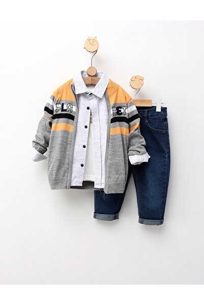 MiniKids Paul's premium elegant suit, grey-yellow 98 (24-36 months)