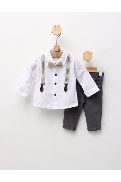 MiniKids Κομψό κοστούμι, Vladut, λευκό-κρεμ-γκρι 92 (18-24 μηνών)