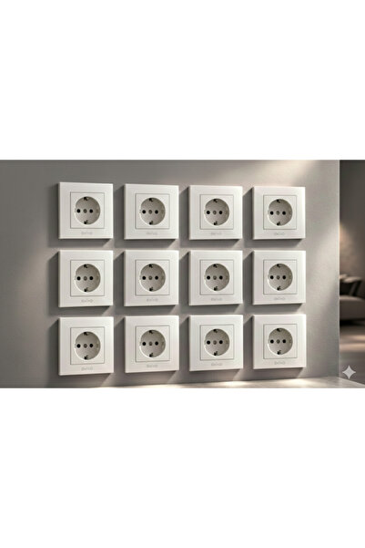 OVİVO Grano Beyaz Duvar Tipi Topraklı Priz 12’li Ekonomik Paket