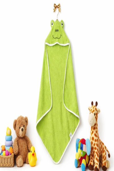 zenginhome 100% Cotton 75X75 Baby Bath Towel / Swaddle - Frog